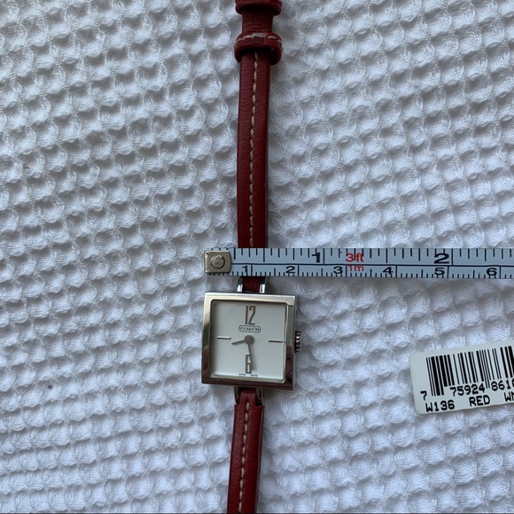 Vintage Coach Slim Watch Leather Strap with Silver Hardware - Red - Picture 7 of 12